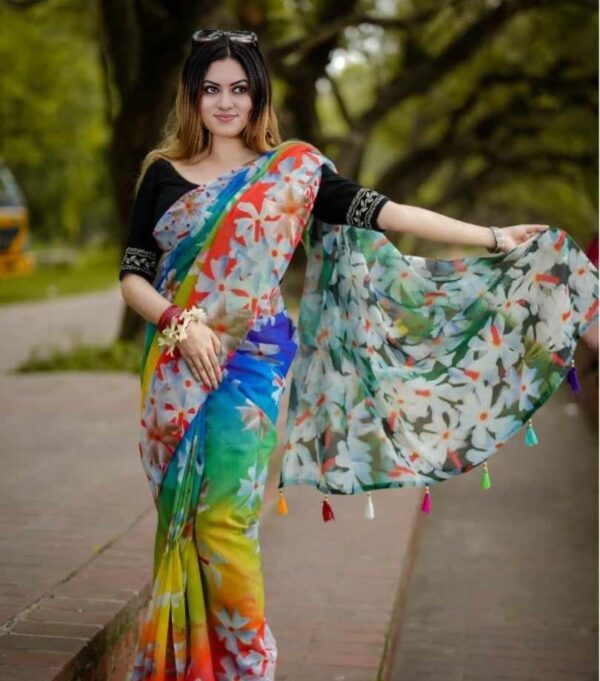 Chanderi silk print saree 60111