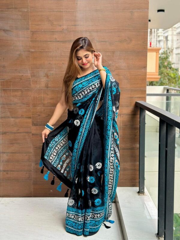 Halfsilk Saree with Blouse pcs- 4312 - Image 3